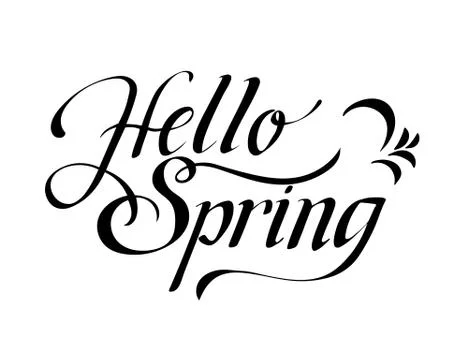Hello Spring. Hand drawn calligraphy and brush pen lettering. design for holiday Illustrazione stock