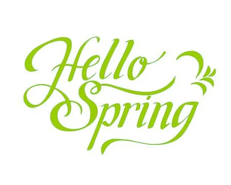 Hello Spring. Hand drawn calligraphy and brush pen lettering. design for holiday Stock Illustration