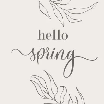 Hello Spring. Hand drawn calligraphy and brush pen lettering. design for holi Stock Illustration