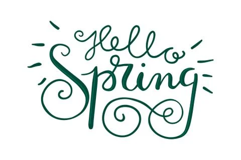 Hello spring hand lettering Stock Illustration