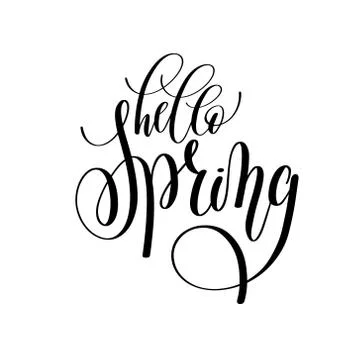 Hello spring hand written lettering inscription Stock Illustration