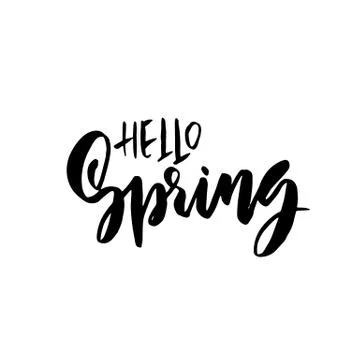 Hello Spring. Handdrawn modern brushpen lettering. Vector illustration. Stock Illustration