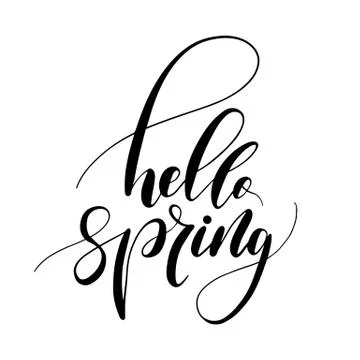 Hello Spring handwriting lettering design Stock Illustration