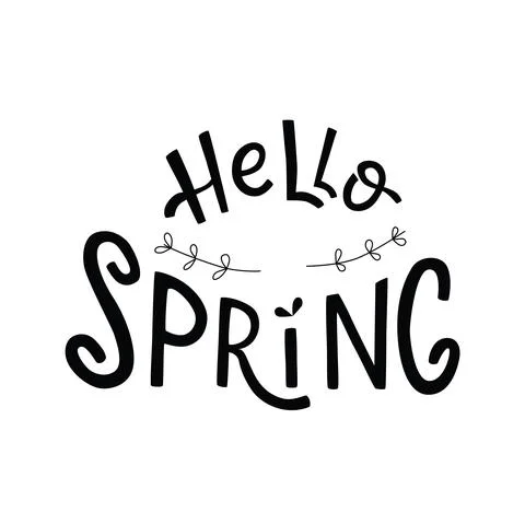 Hello spring handwritten sign, font with flowers. Vector stock illustration Stock Illustration