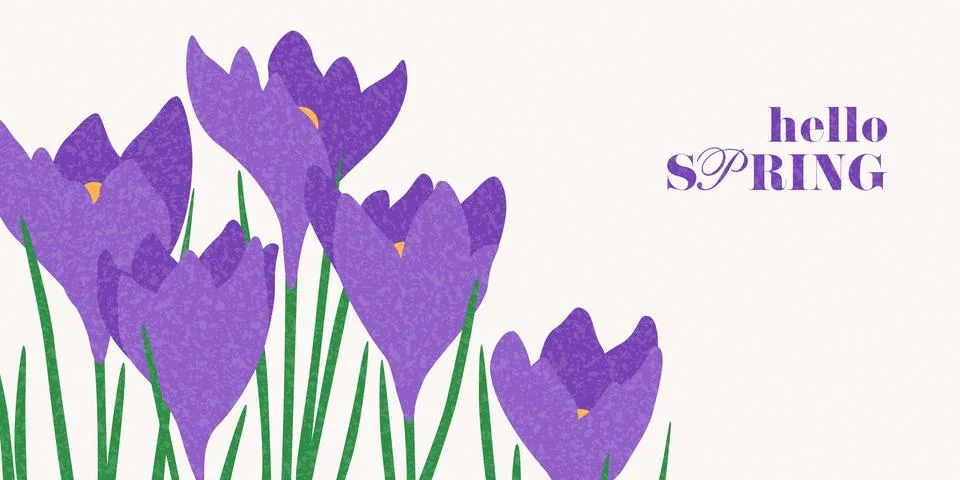 Hello Spring horizontal banner Stock Illustration