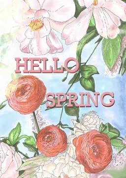 Hello spring Stock Illustration