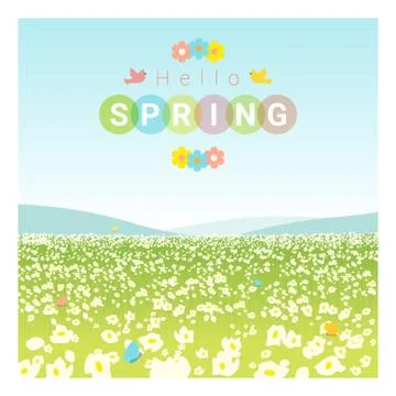 Hello spring landscape background Illustrazione stock