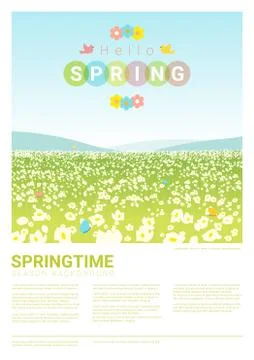 Hello spring landscape background Stock Illustration