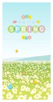 Hello spring landscape background Stock Illustration