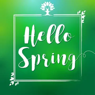 Hello spring leaf frame banner Illustrazione stock