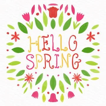Hello spring lettering concept Stock Illustration