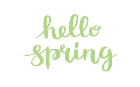 Hello spring lettering. Cute hand drawn illustration, card template Ilustración de archivo