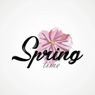 Hello Spring lettering greeting text vector illustration Stock Illustration