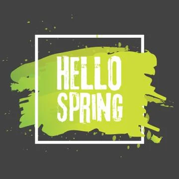 Hello spring. Lettering with hand drawn letters. Label and banner template .. 库存插图