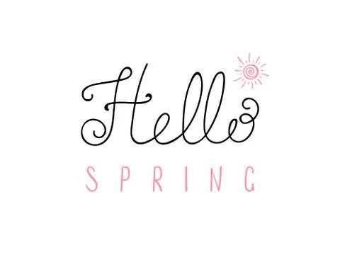 Hello Spring lettering Stock Illustration