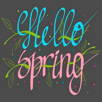 Hello Spring lettering Stock Illustration