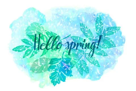 Hello Spring lettering Stock Illustration
