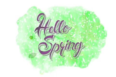 Hello Spring lettering Stock Illustration