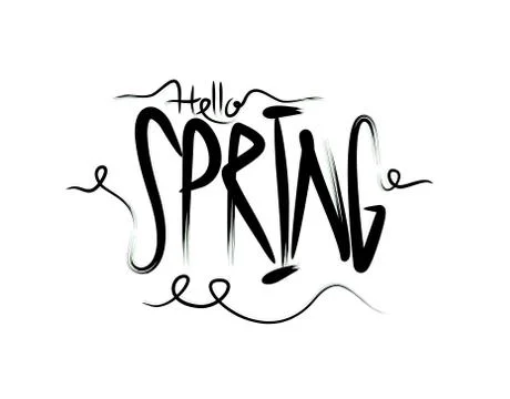 Hello Spring Lettering Text on white background in vector illustration Stock Illustration