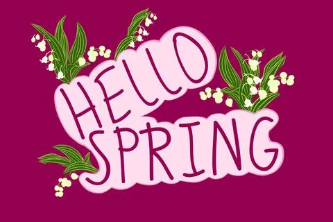 Hello Spring lilies of the valley Stock Illustration