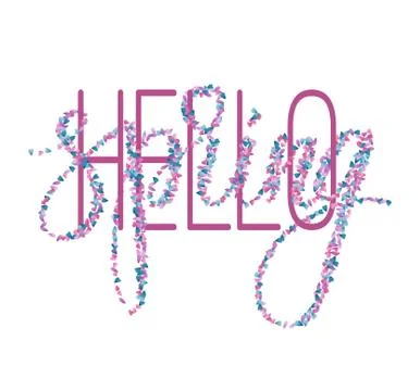 "Hello spring" phrase. Interlaced words made of petals. Brush pen calligraphy Illustrazione stock