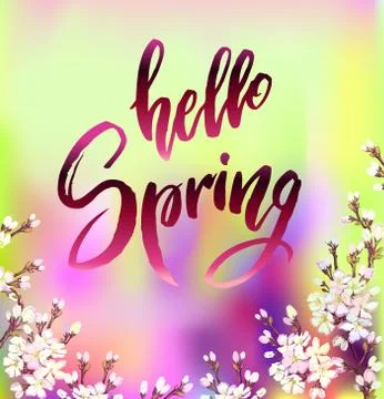 Hello spring quote Stock Illustration