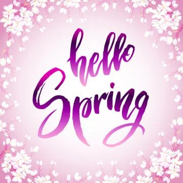 Hello spring quote Stock Illustration