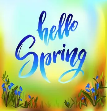 Hello spring quote. Stock Illustration