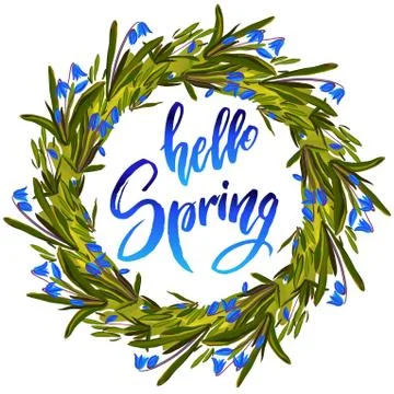 Hello spring quote. Stock Illustration