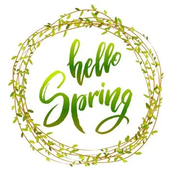 Hello spring quote. Stock Illustration