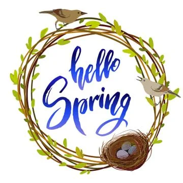 Hello spring quote. Stock Illustration