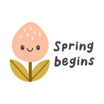 Hello spring quotes. Floral springtime hand drawn prints design. Positive Stock Illustration
