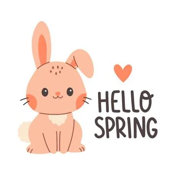 Hello spring quotes. Floral springtime hand drawn prints design. Positive Stock Illustration