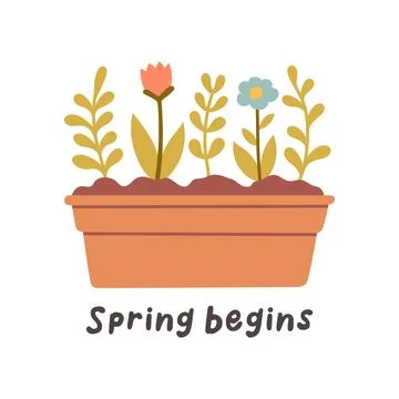 Hello spring quotes. Floral springtime hand drawn prints design. Positive Stock Illustration