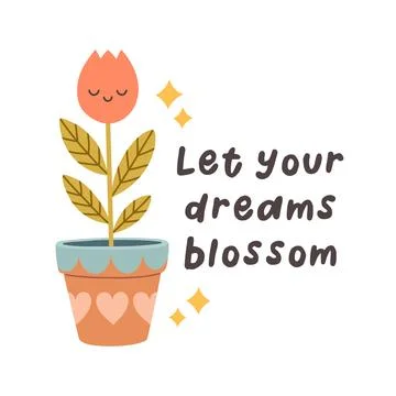 Hello spring quotes. Floral springtime hand drawn prints design. Positive Stock Illustration