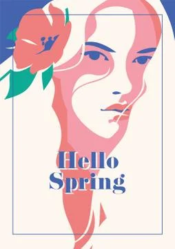 Hello Spring romantic poster. Stock Illustration