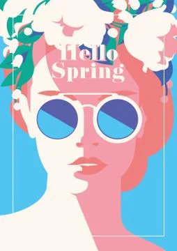 Hello Spring romantic poster. Stock Illustration