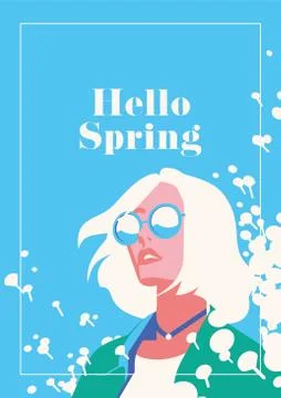Hello Spring romantic poster. Stock Illustration