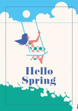 Hello Spring romantic poster. Stock Illustration