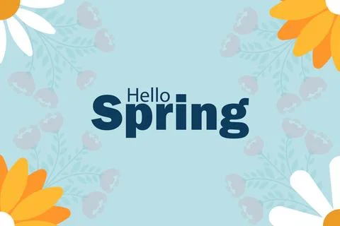Hello Spring Season Cartoon Vector Illustration Illustrazione stock