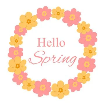 Hello spring. Spring flowers frame. Stock Illustration