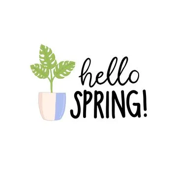 Hello spring, spring set, flat design, vector Stock Illustration