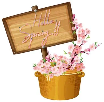 Hello spring text banner Stock Illustration