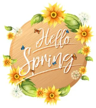 Hello spring text banner Stock Illustration