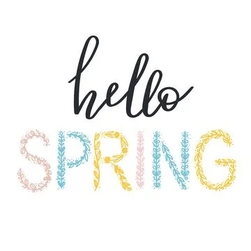 Hello spring text. Stock Illustration