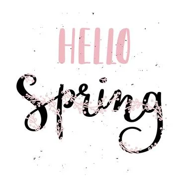 Hello spring text. Stock Illustration