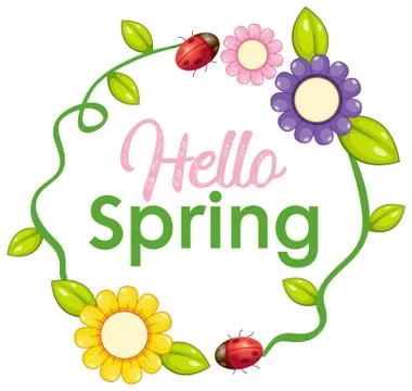 Hello spring text letter Stock Illustration