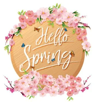 Hello spring text letter Stock Illustration