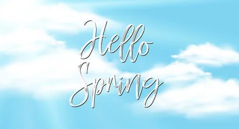 Hello spring text letter Stock Illustration
