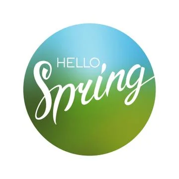 Hello spring text. Stock vector brush lettering. Stock Illustration
